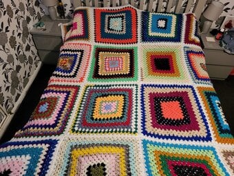 hand crocheted multicoloured bespoke blanket see discription