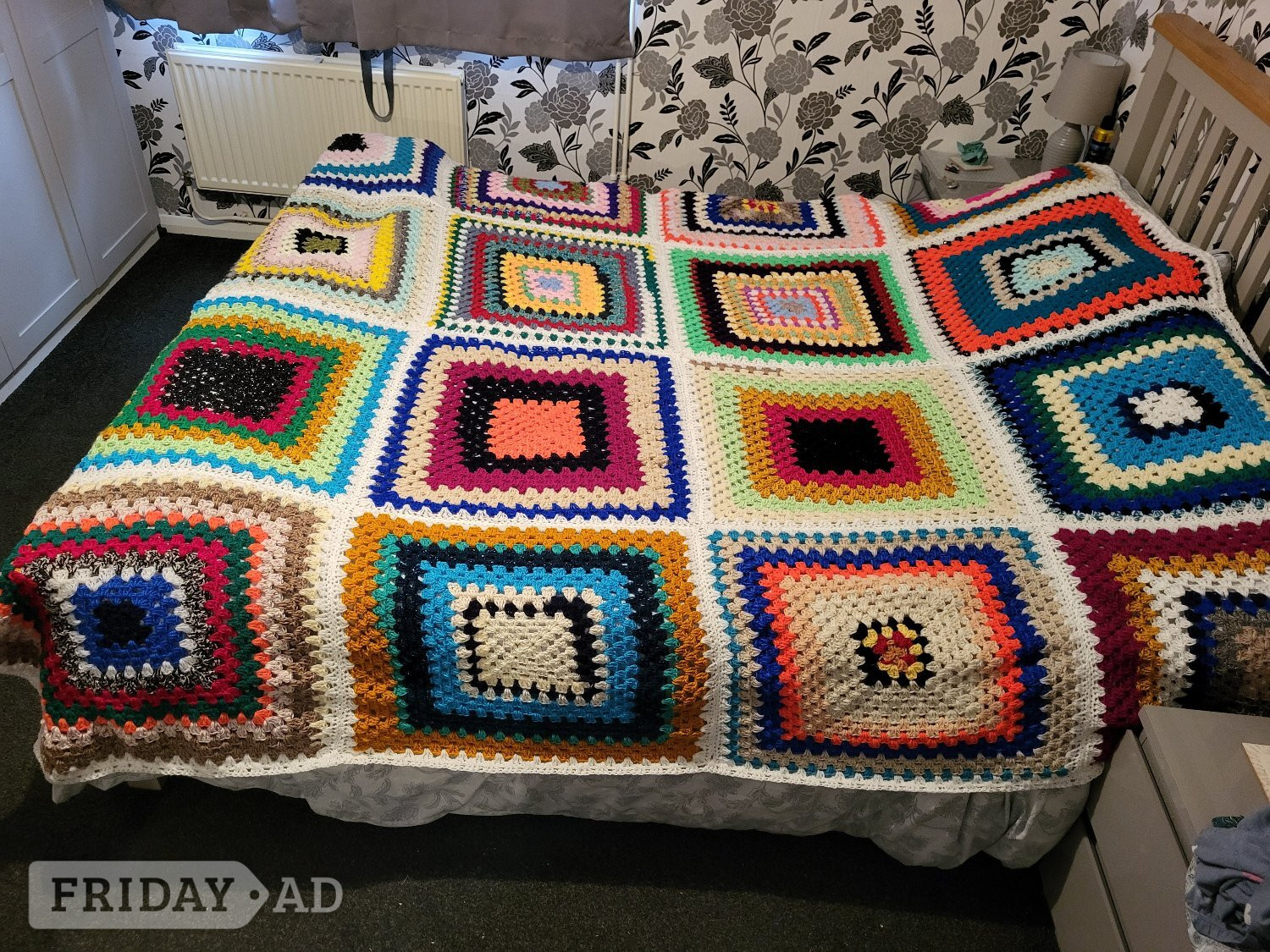 hand crocheted multicoloured bespoke blanket see discription