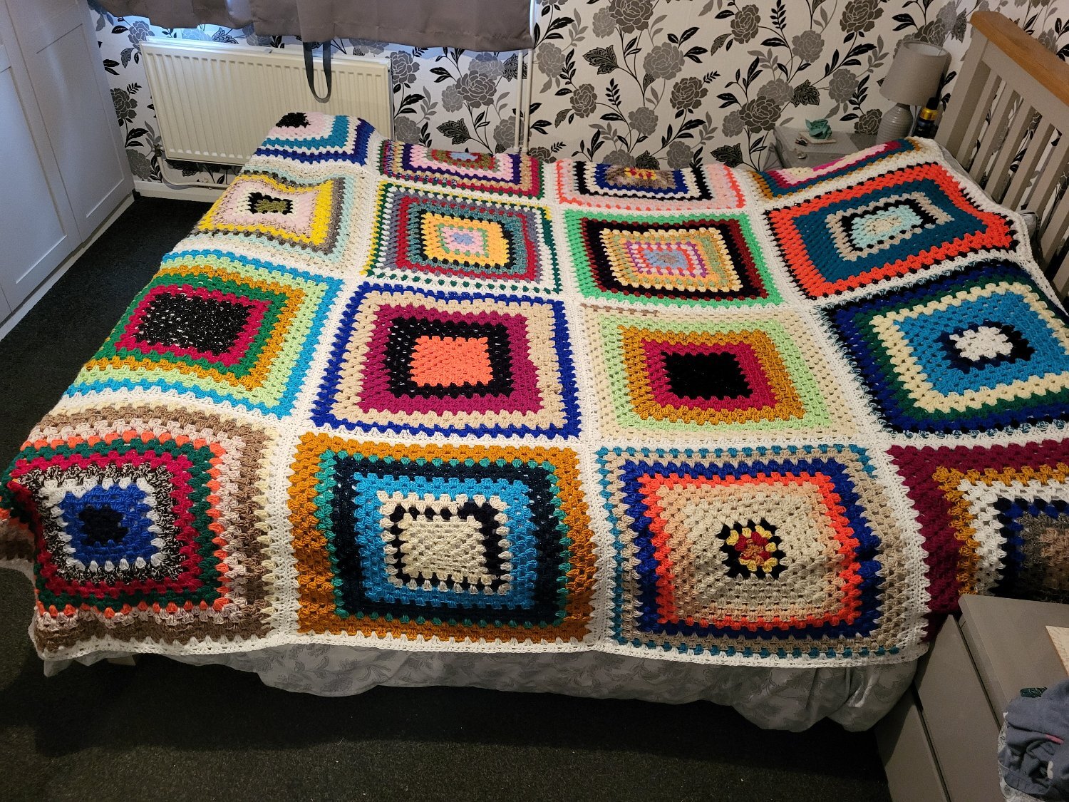 hand crocheted multicoloured bespoke blanket see discription