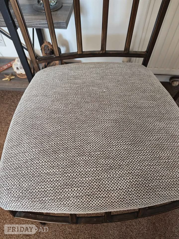 Pair of metal and fabric seat chairs in very good condition