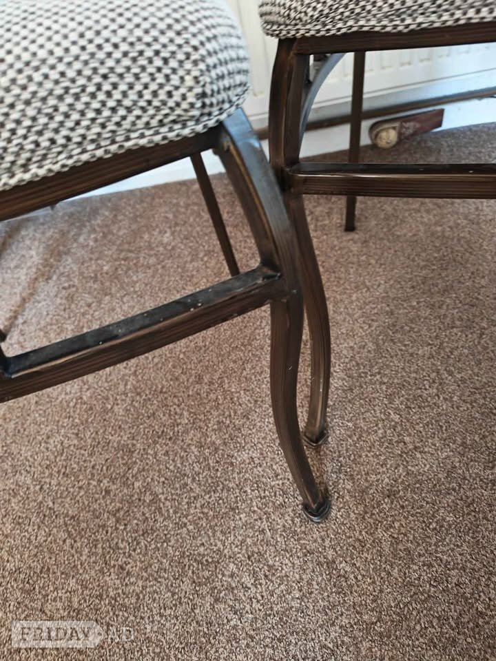Pevensey Pair of metal and fabric seat chairs in very good condition