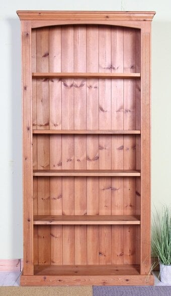 UK Delivery - Tall Farmhouse Pine Bookcase 4 Fixed Strong Shelves