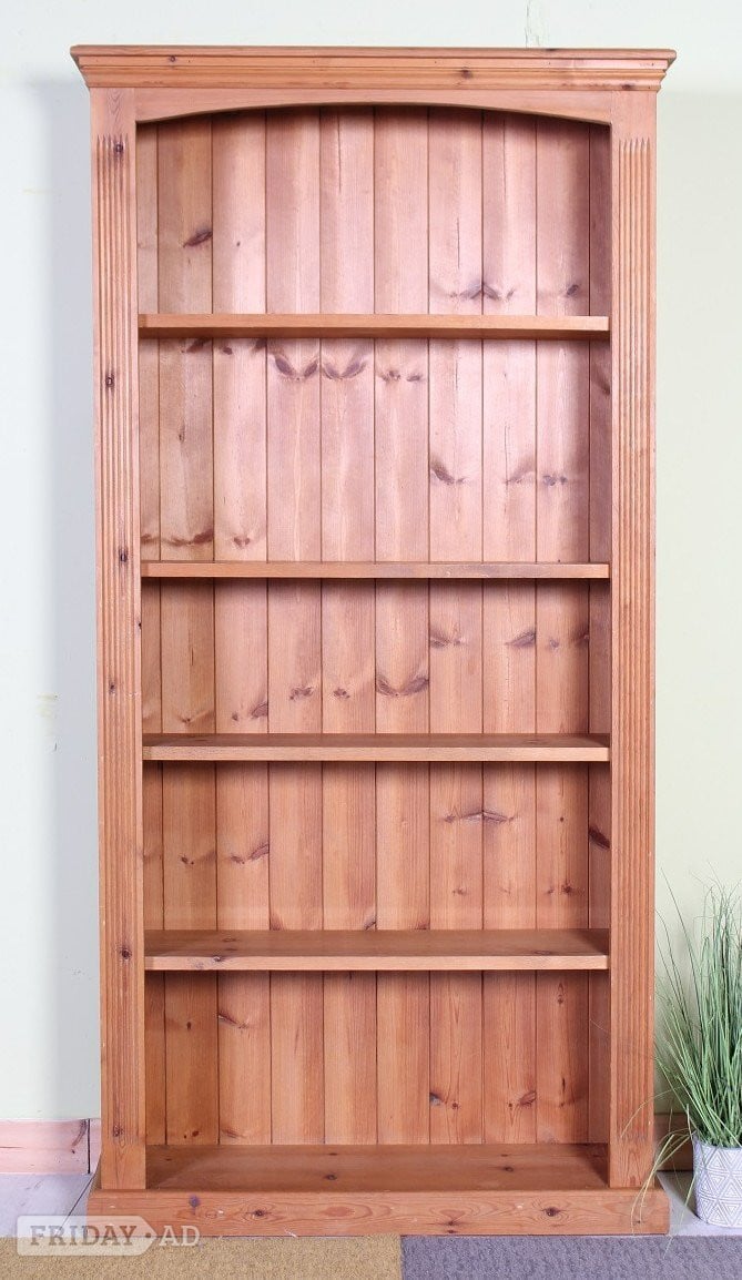 UK Delivery - Tall Farmhouse Pine Bookcase 4 Fixed Strong Shelves in Hailsham