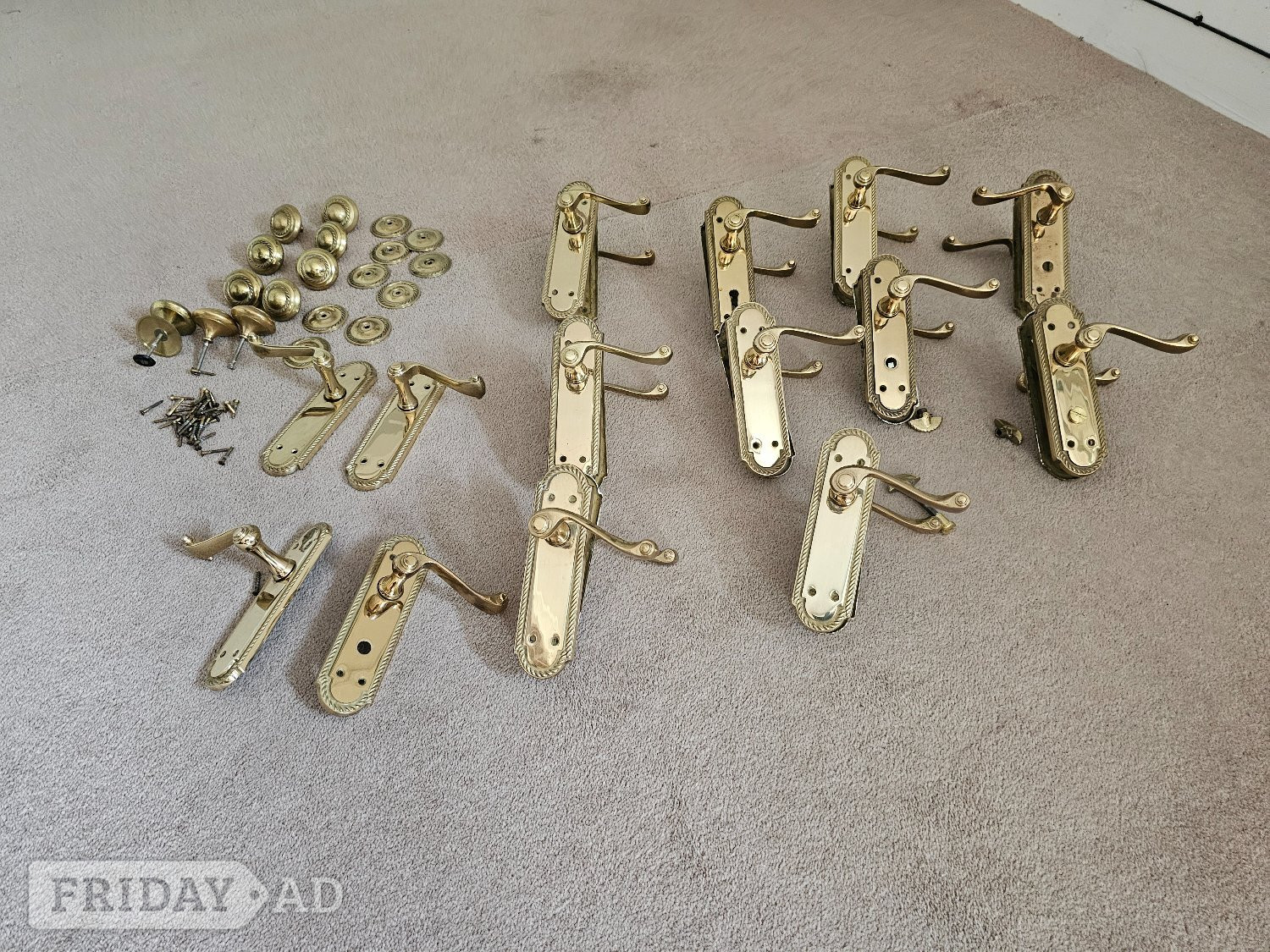 Solid brass door handles and knobs