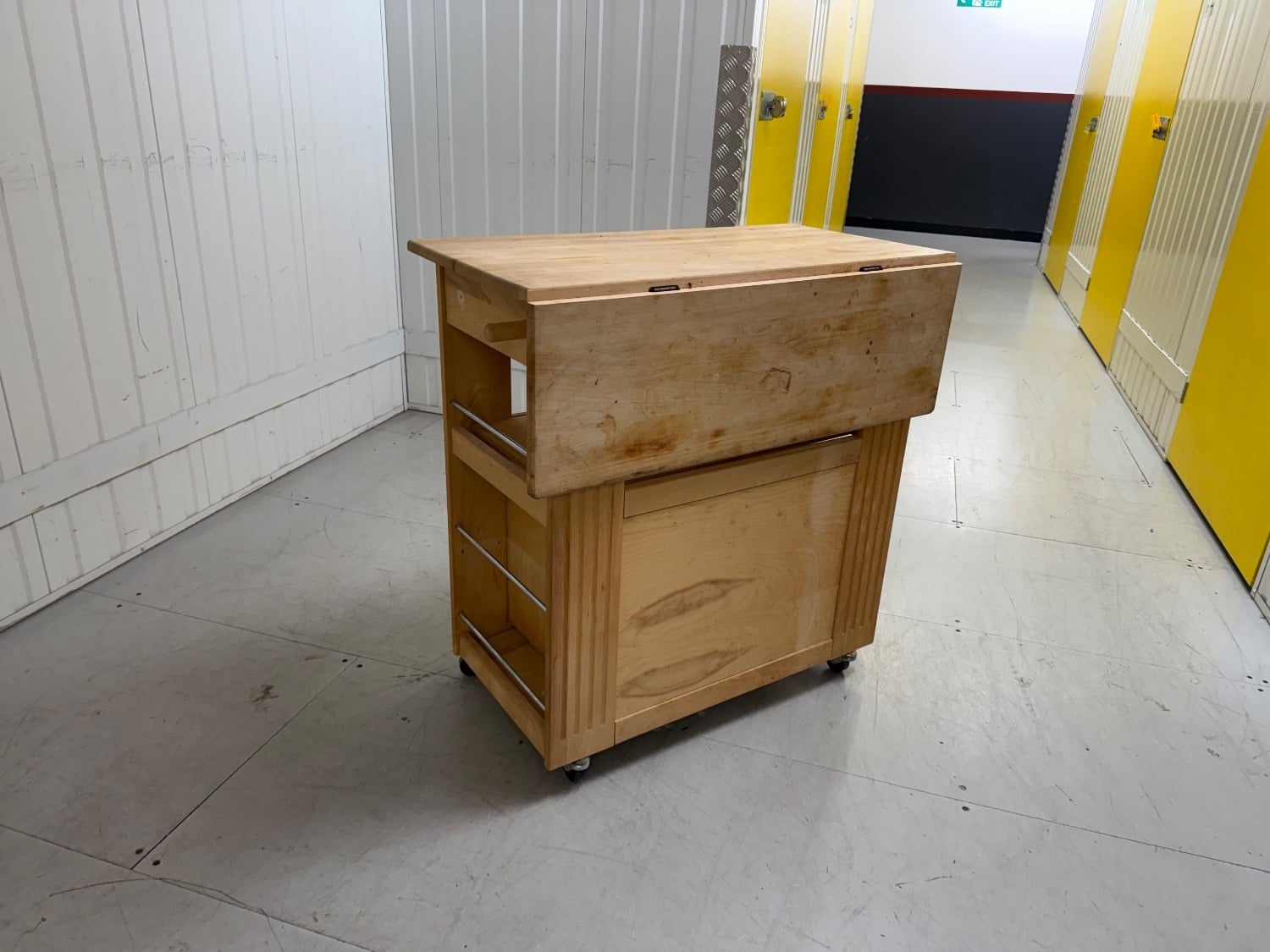 Wooden Kitchen Island / Trolley Cart with Drop Leaf and Storage