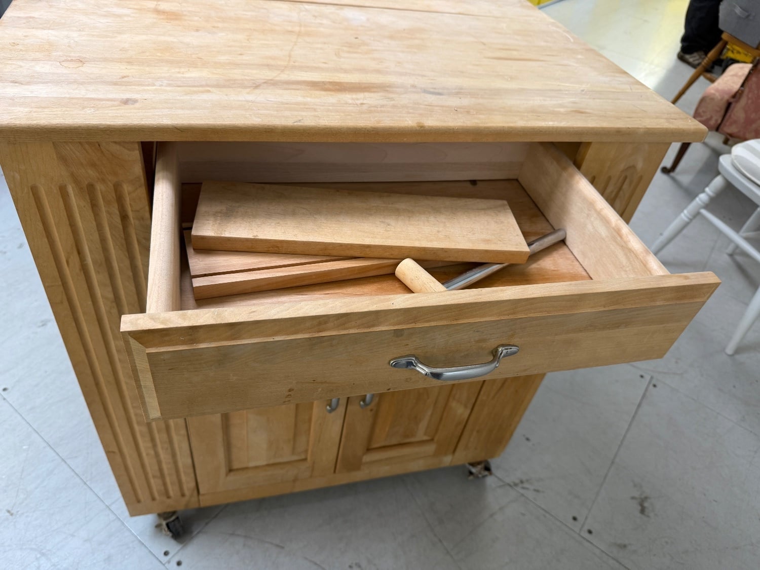 Wooden Kitchen Island / Trolley Cart with Drop Leaf and Storage - Furniture
