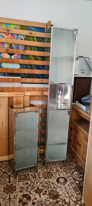 Pair of Chrome Metal Bathroom Cabinets/Wardrobes - DELIVERY AVAIL