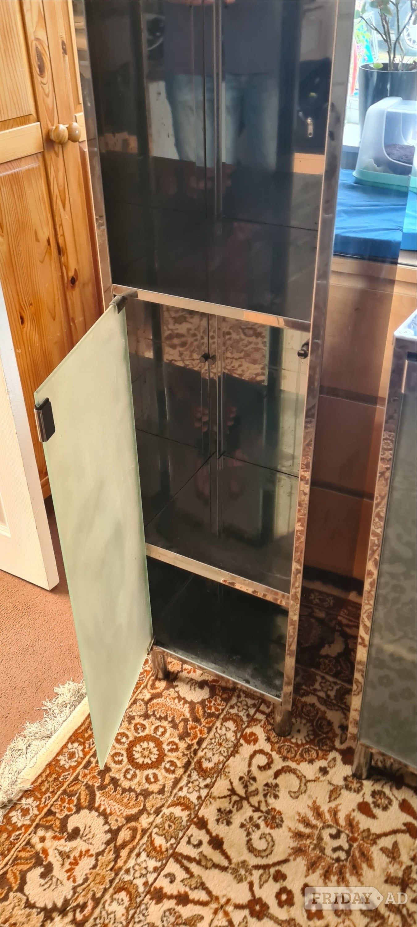 Pair of Chrome Metal Bathroom Cabinets/Wardrobes - DELIVERY AVAIL