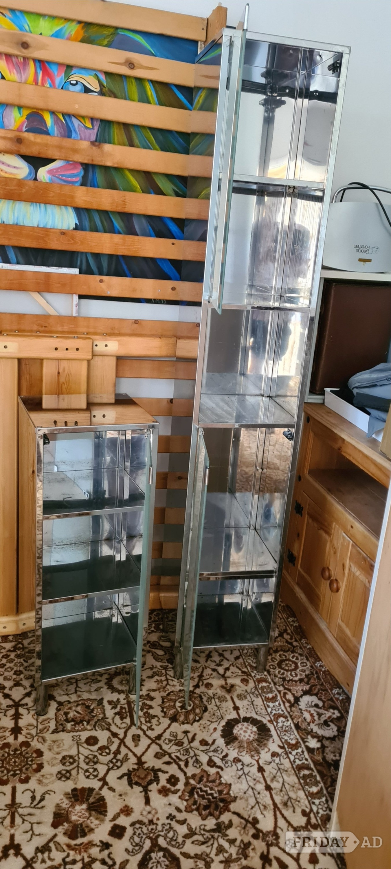 Pair of Chrome Metal Bathroom Cabinets/Wardrobes - DELIVERY AVAIL
