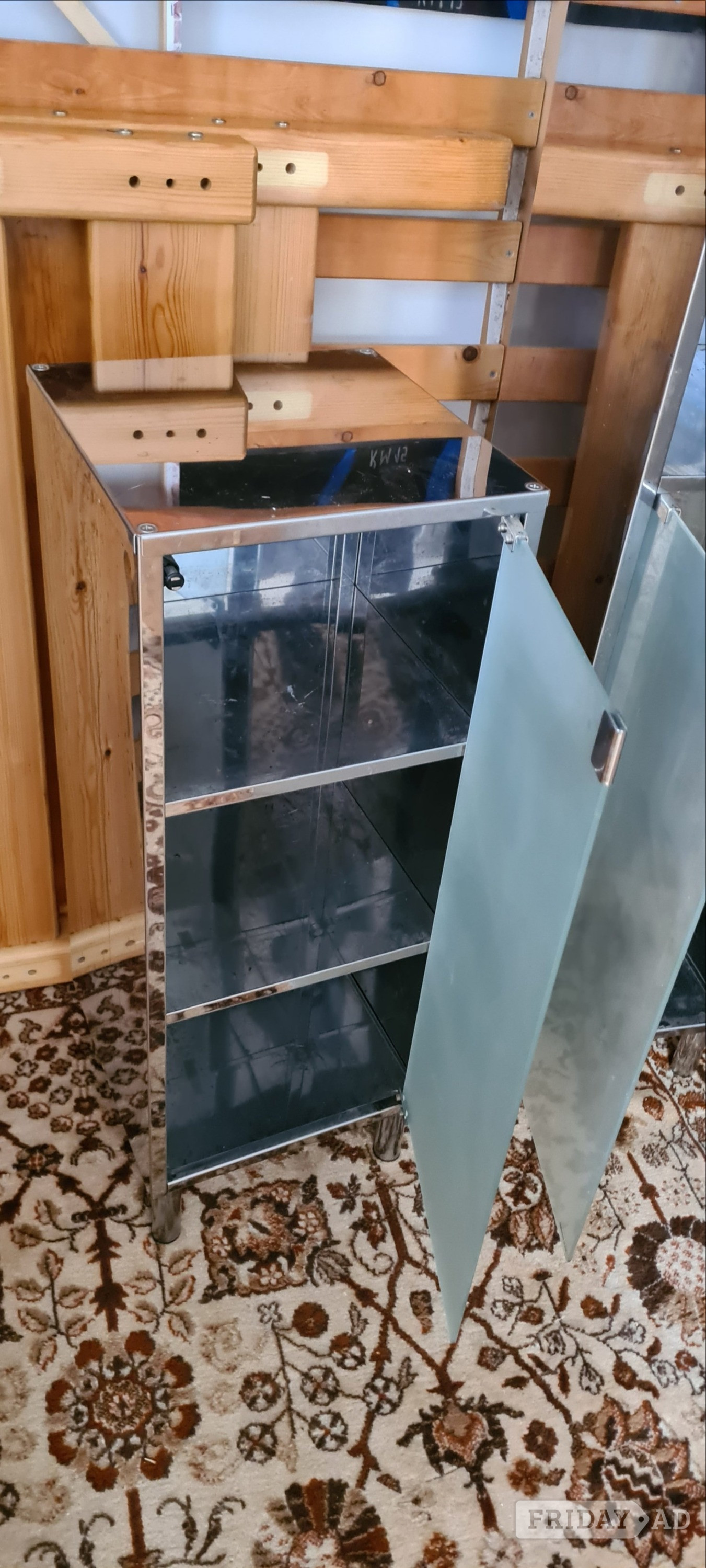 Brighton Pair of Chrome Metal Bathroom Cabinets/Wardrobes - DELIVERY AVAIL