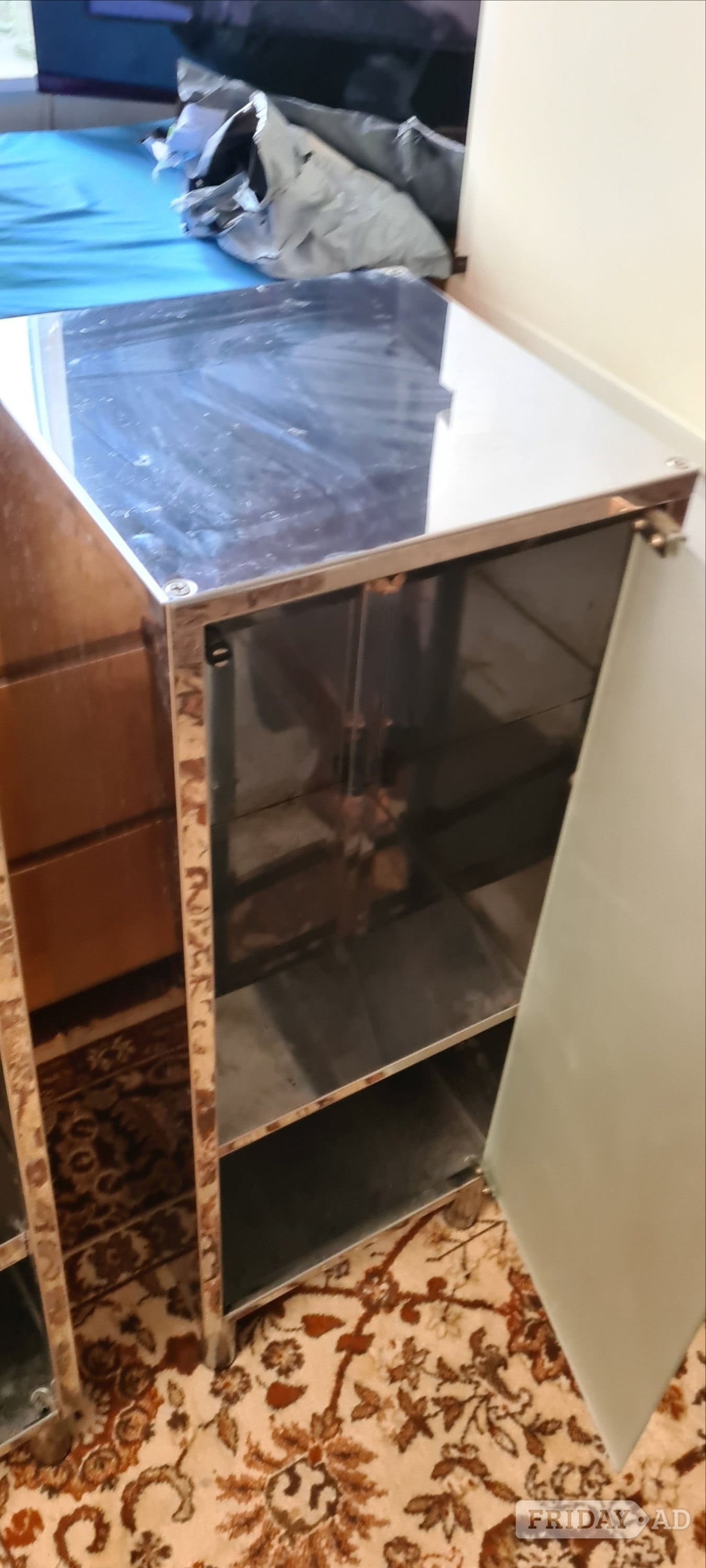 Pair of Chrome Metal Bathroom Cabinets/Wardrobes - DELIVERY AVAIL - Furniture