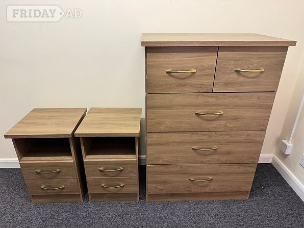 NEVADA 4 DOOR 2 DRAWER MIRRORED WARDROBE BEDROOM SET IN RUSTICOAK