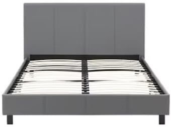 KING SIZE FAUX LEATHER BED IN A BOX BEDSTEAD - GREY