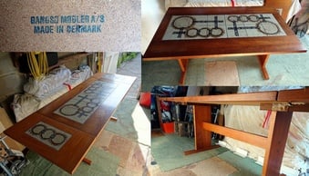 Danish Teak Extending Dining Table Tiled Centre 