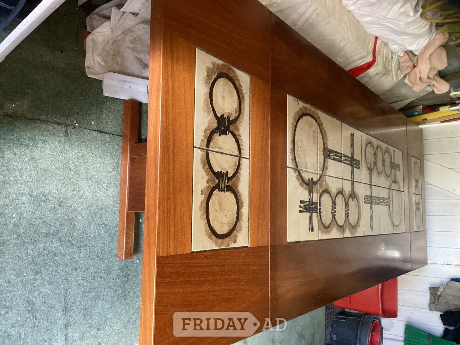 Danish Teak Extending Dining Table Tiled Centre  - Furniture in Horsham