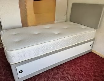 SINGLE - PINEMASTER MEMORY MATTRESS SLIDER DIVAN BASE & HEADBOARD