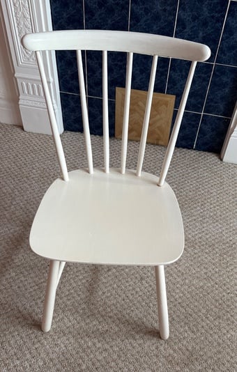 Four(4) white wooden chairs