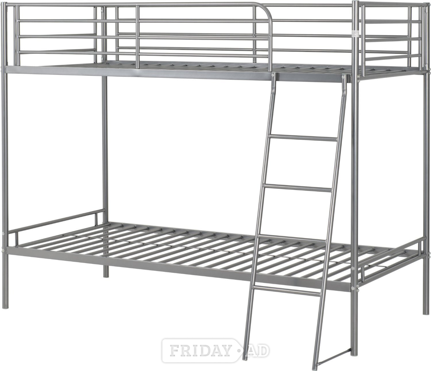 BRANDON METAL BUNKS IN SILVER AND PINEMASTER MATTRESSES in Rotherham