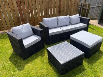 Moda Furnishings Grey/Brown 2+1+1 Ratten Garden Furniture 
