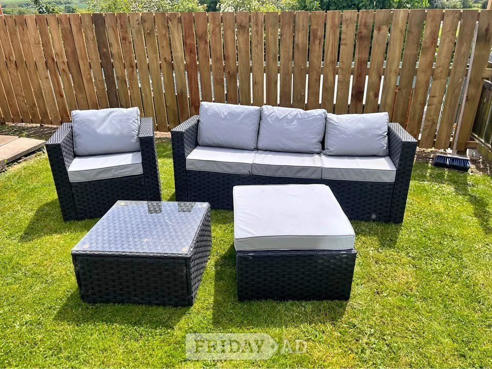 Moda Furnishings Grey/Brown 2+1+1 Ratten Garden Furniture 
