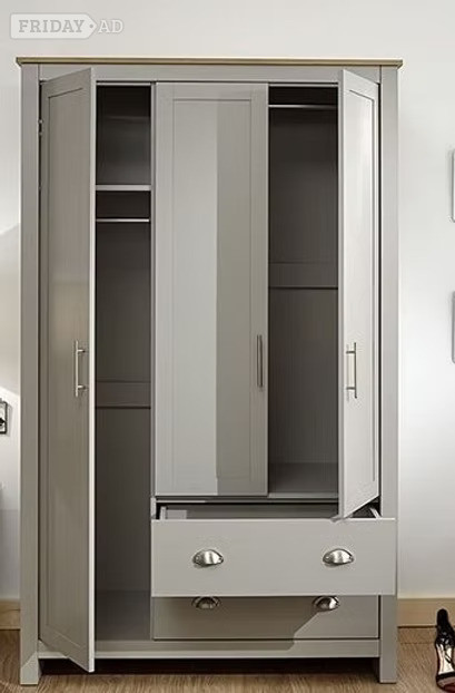 LANCASTER 3 DOOR 2 DRAWER WARDROBE- GREY in Rotherham