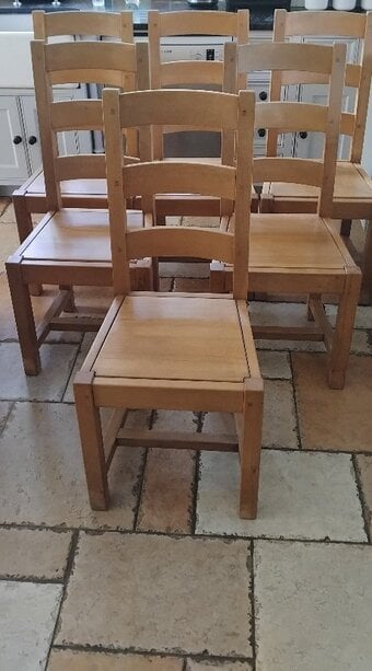 Set 6 Parisienne Solid Beech Dining Chairs, VGC