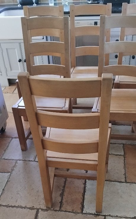 Set 6 Parisienne Solid Beech Dining Chairs, VGC