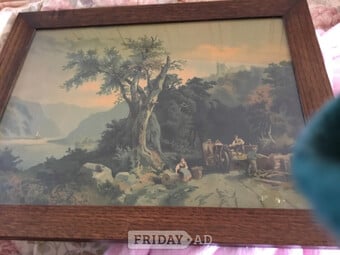 Antique  picture in wooden frame(ONO)