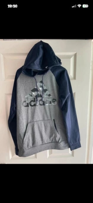 Mens Adidas Aeroready Game and Go Big Logo Hoodie grey/navy