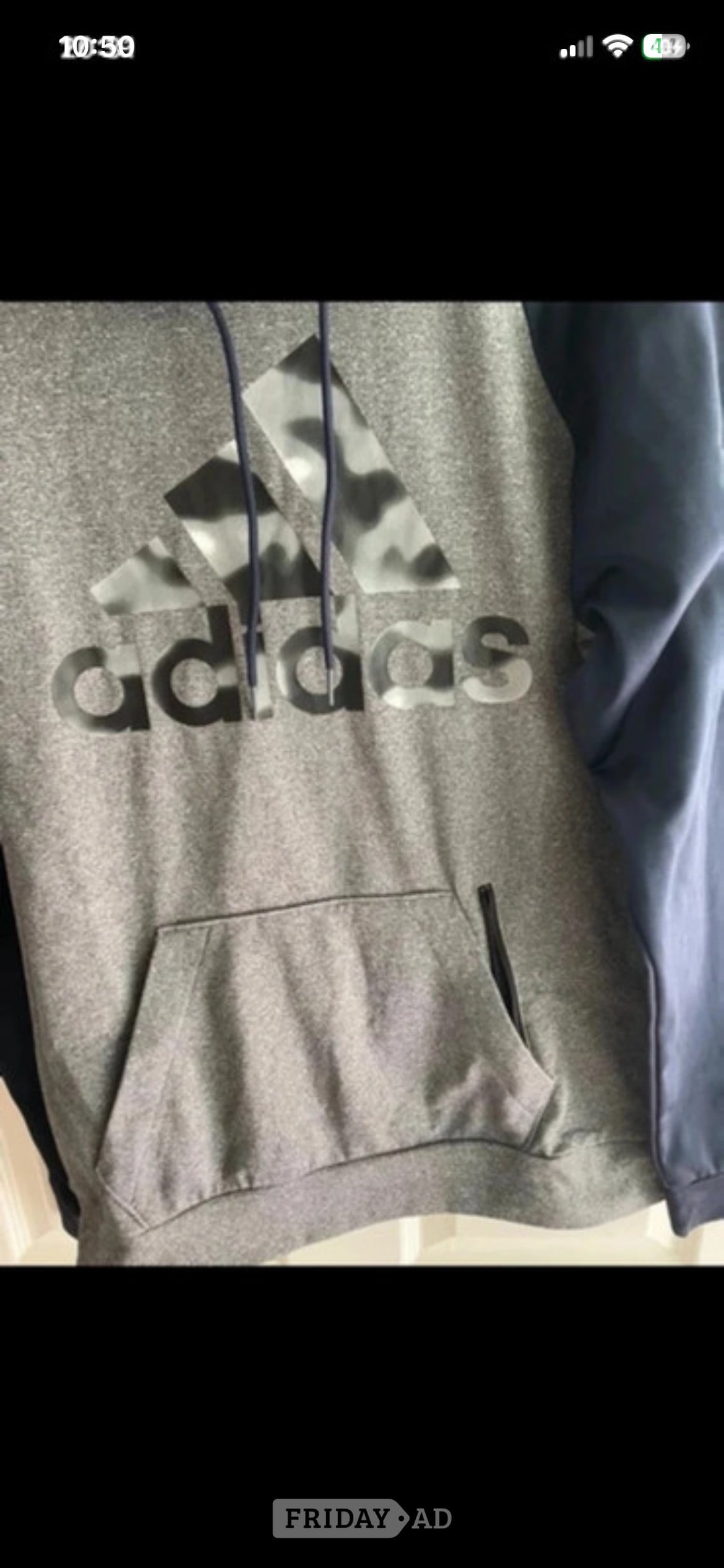 Mens Adidas Aeroready Game and Go Big Logo Hoodie grey/navy