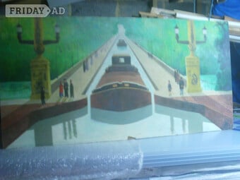 very large painting  of the Pont-Canal du Briare 620x1240mm