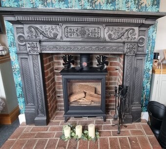 Original Ornate Antique Cast-Iron Fireplace Surround – Victorian 