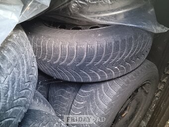 8. 14inch winter tyres [used] On steel rims