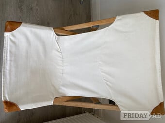 Folding Director's Style Chair with White Canvas