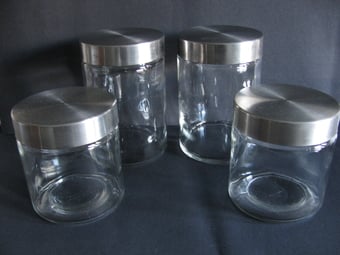 1970's Glass Storage Jars x 4 - Excellent Condition