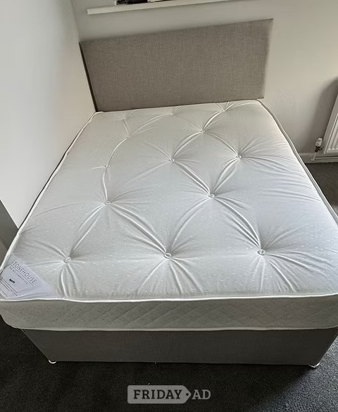 King size apollo mattress with divan base and headboard 