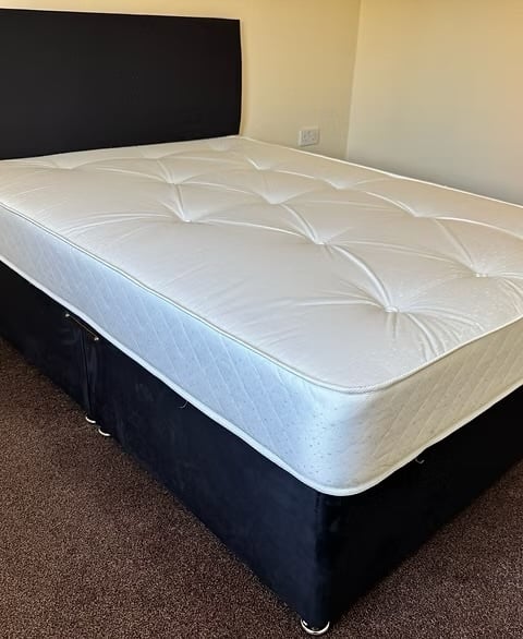 Rotherham King size apollo mattress with divan base and headboard 