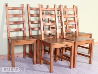 Delivery Options - Set Of 6 Ikea Pine Ladder Back Kitchen Chairs