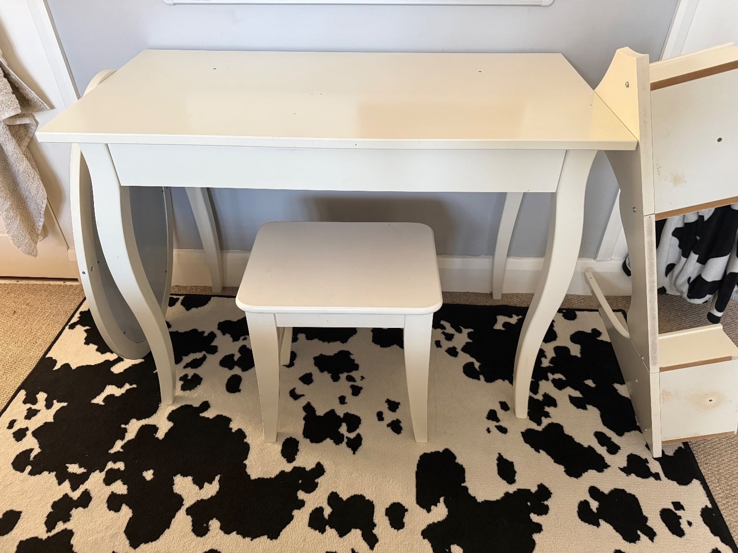 White IKEA Vanity with Mirror and Draws