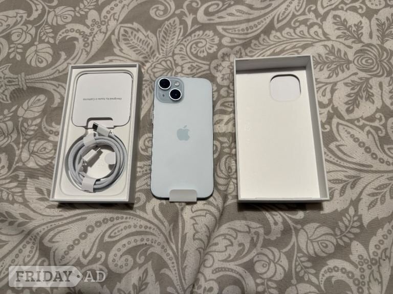 iPhone 15, Blue, 128GB. As Good As New