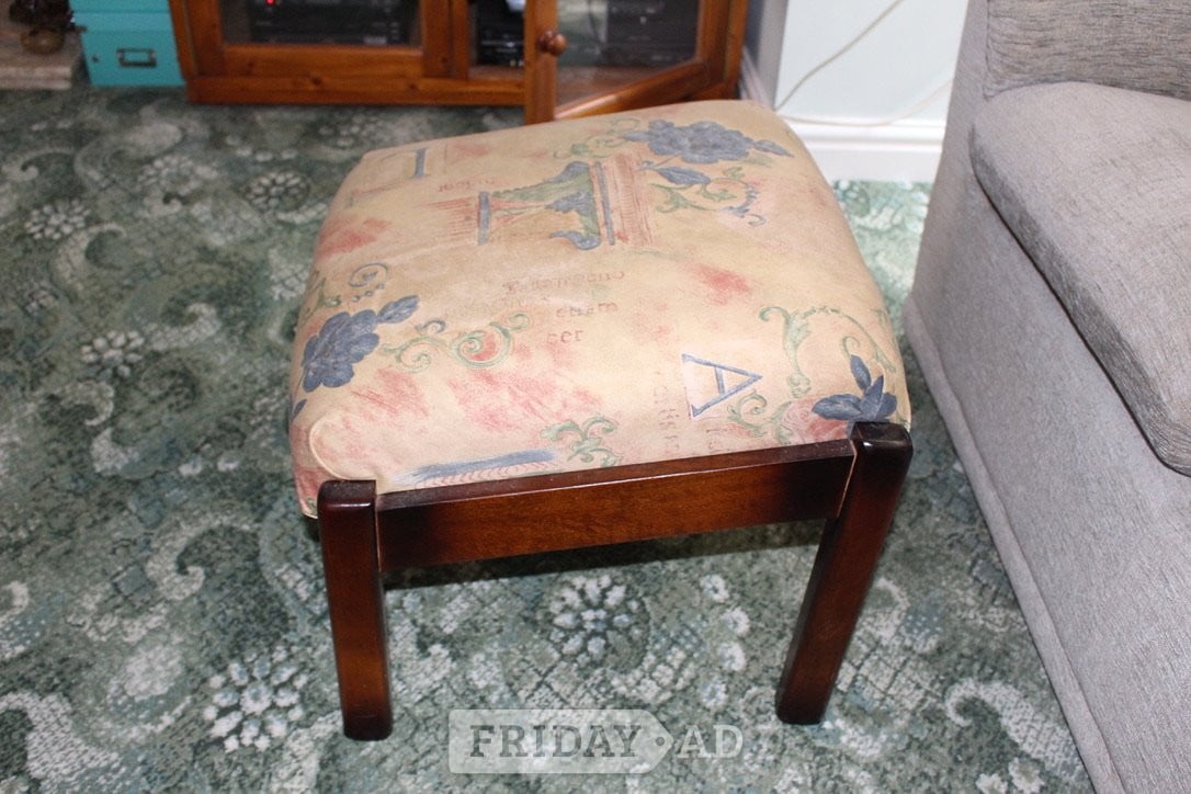 WOODEN FRAMED FOOTSTOOL