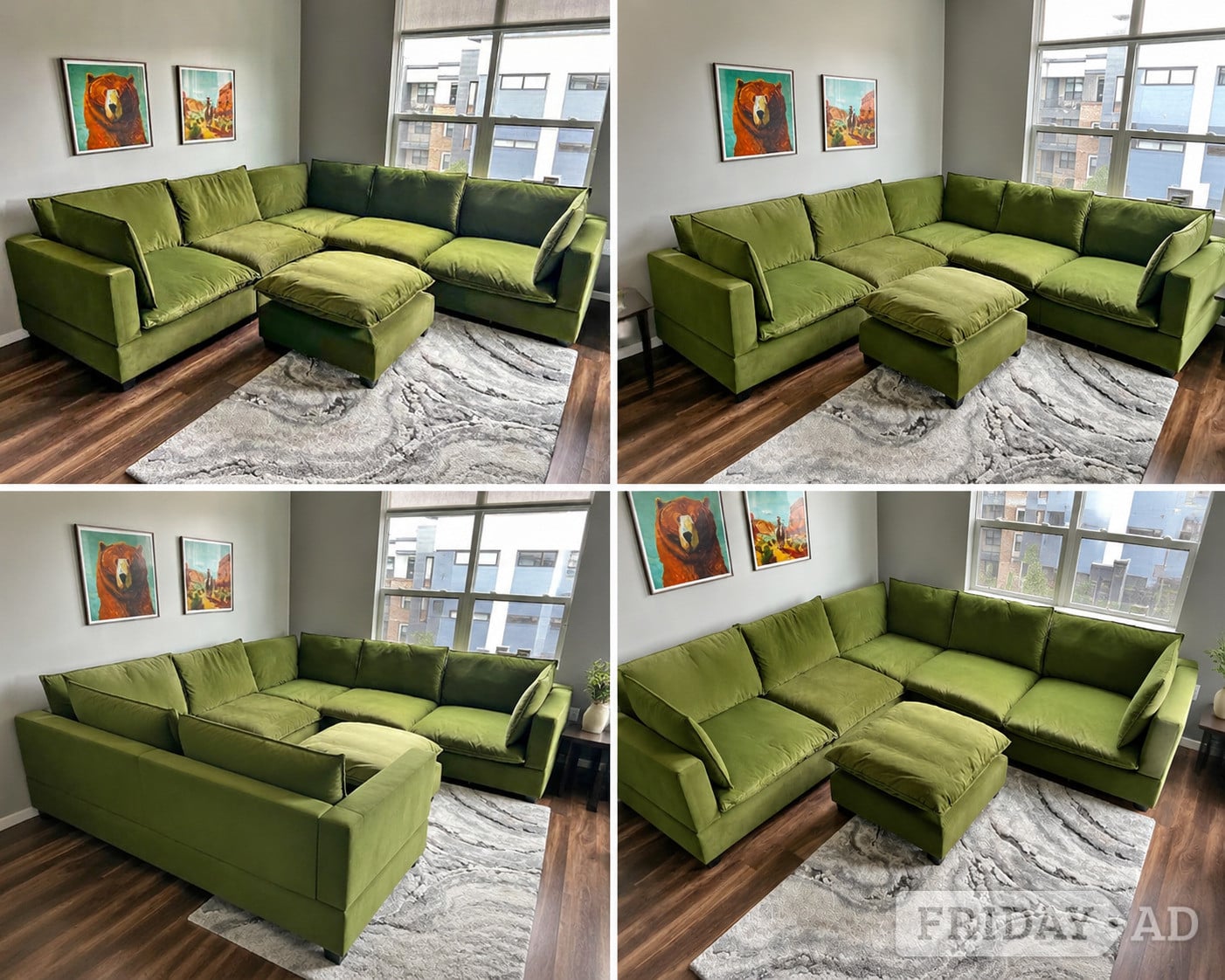 U-Shaped Sectional Sofa with Ottoman – Stylish Comfort