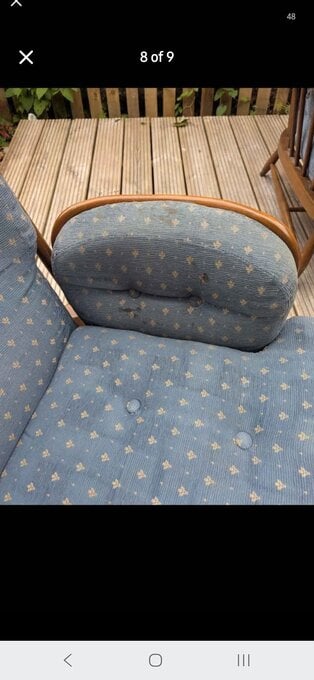 Ercol furniture two chairs and sofa also footstall