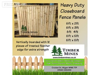 Heavy Duty Closedboard Fence Panels. Ready made or bespoke sizes available.