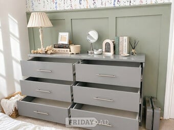 Grey , 3 + 3 Double Chester - Chest of deep drawers 