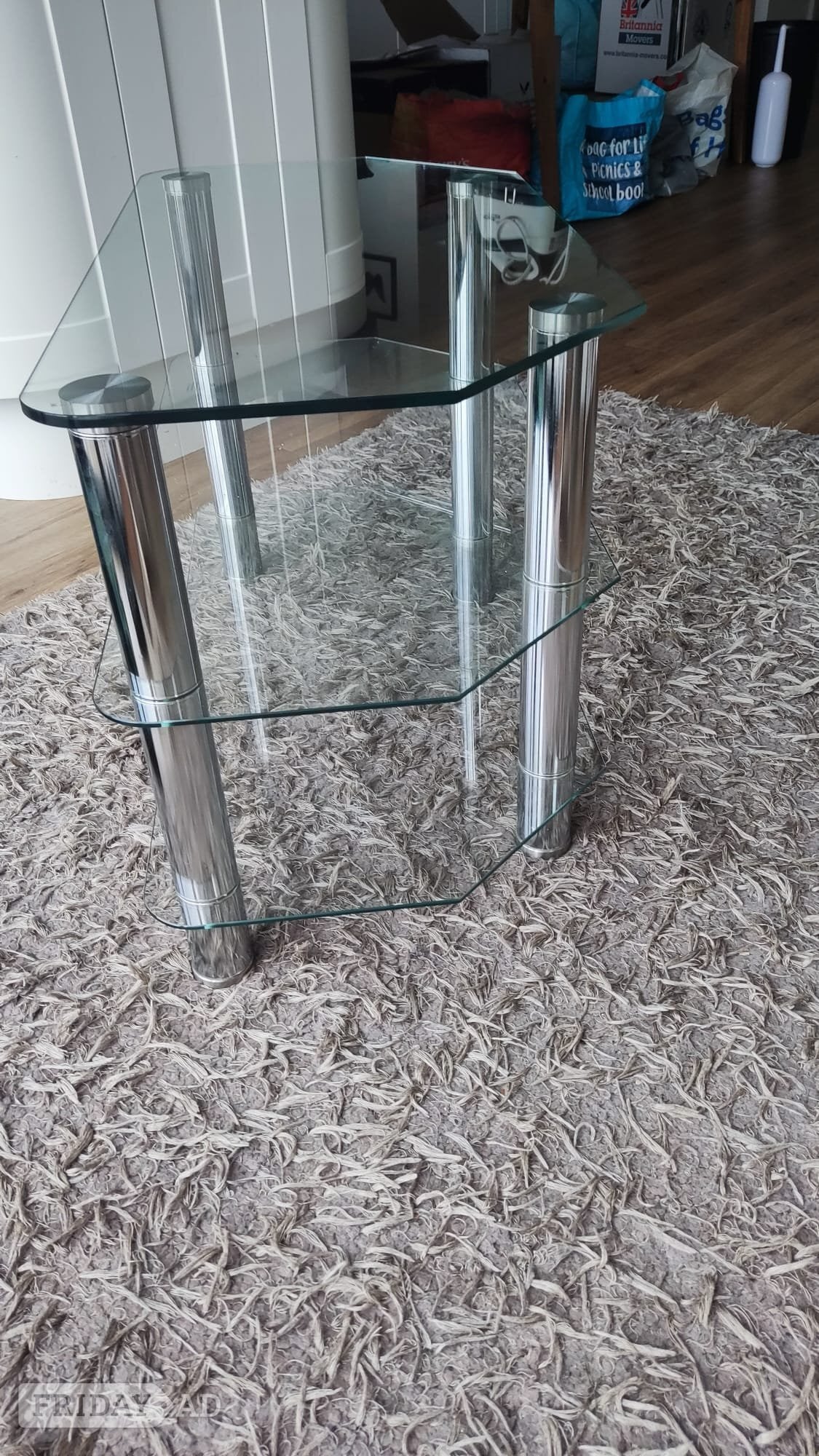 Glass / chrome TV stand, 3-tier
