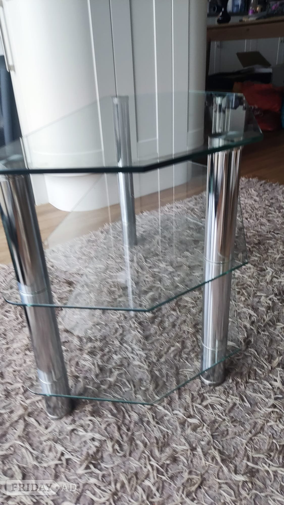 Hove Glass / chrome TV stand, 3-tier