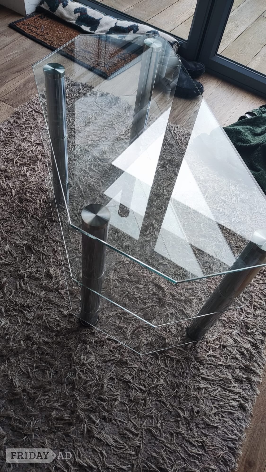 Glass / chrome TV stand, 3-tier - Furniture in Hove