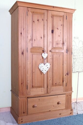 UK Delivery - Cottage Waxed Pine Farmhouse Wardrobe With 1 Drawer