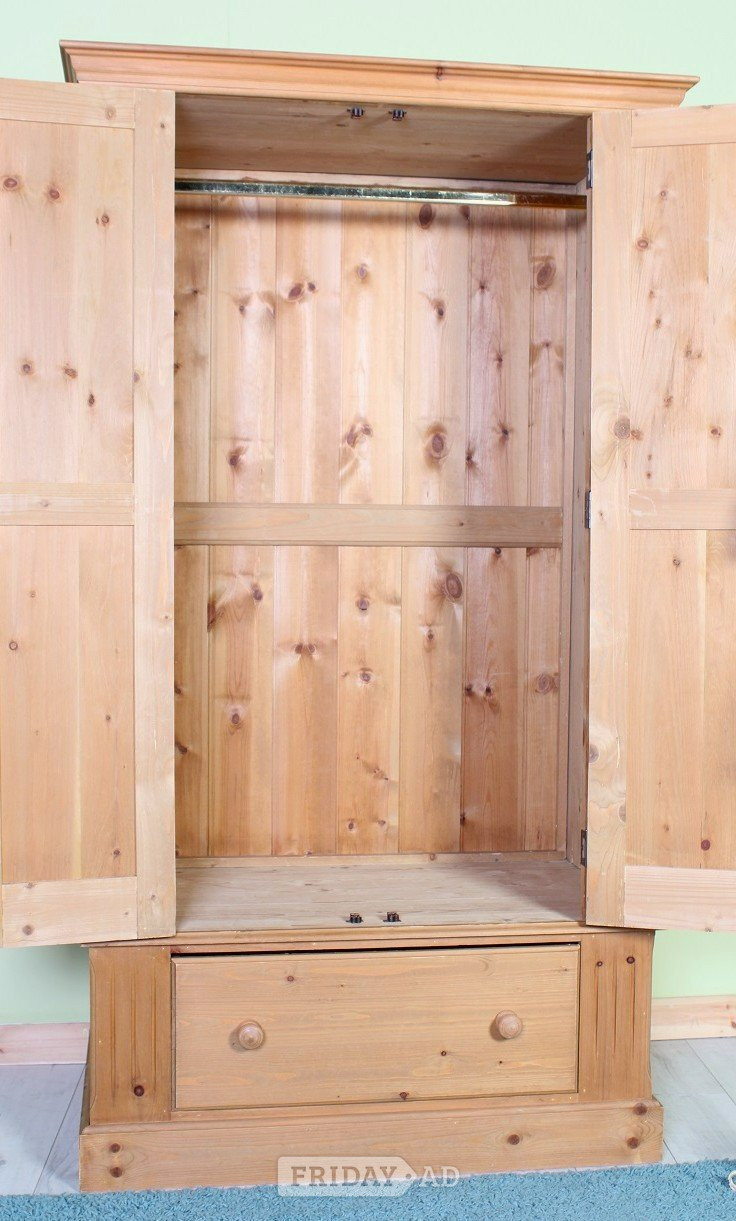 UK Delivery - Cottage Waxed Pine Farmhouse Wardrobe With 1 Drawer
